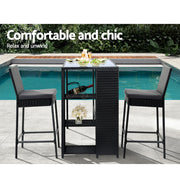 Harlow Wicker Outdoor Bistro Set – Grey