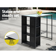 Harlow Wicker Outdoor Bistro Set – Grey