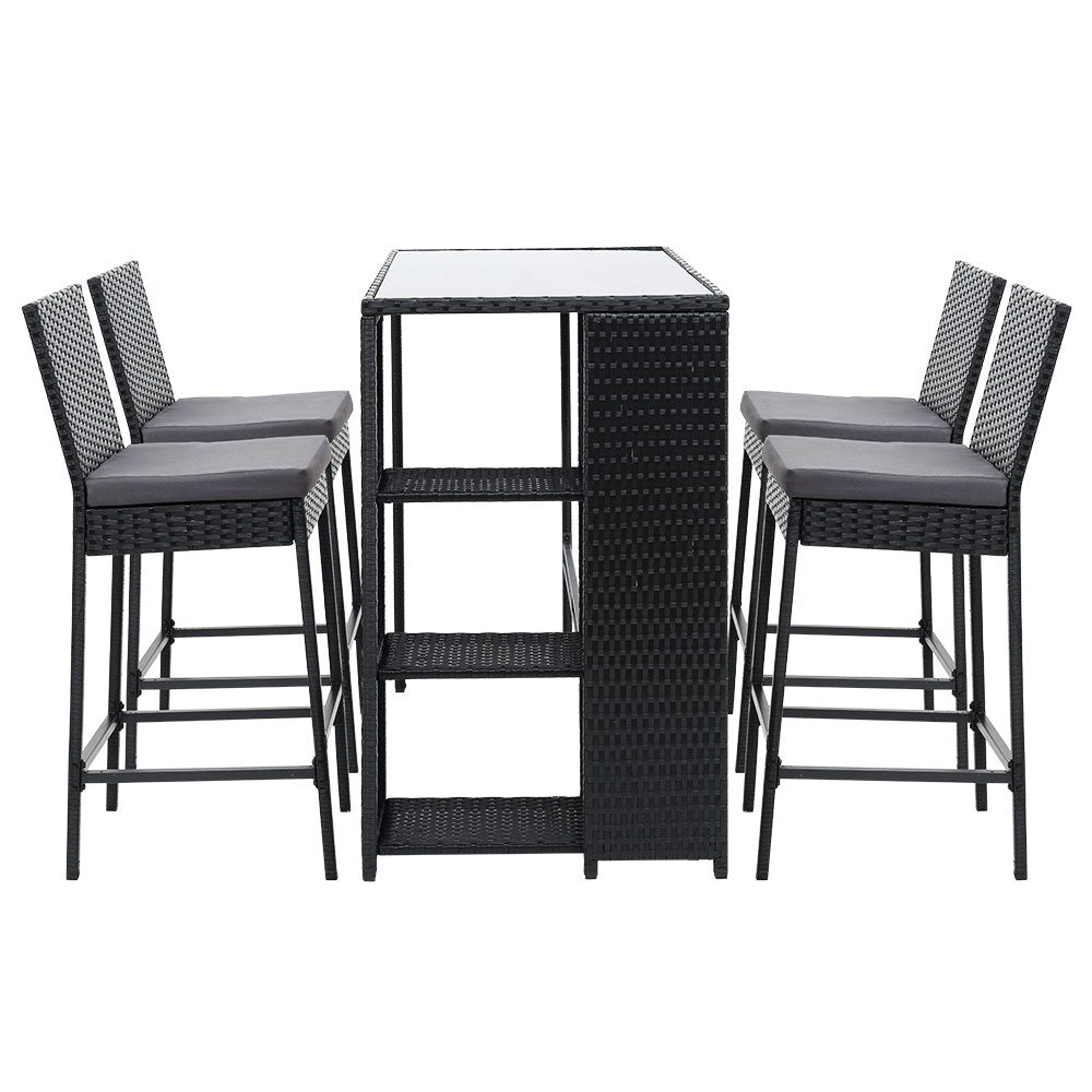 Ingram Wicker Outdoor Bistro Set – Grey