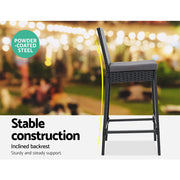 Ingram Wicker Outdoor Bistro Set – Grey