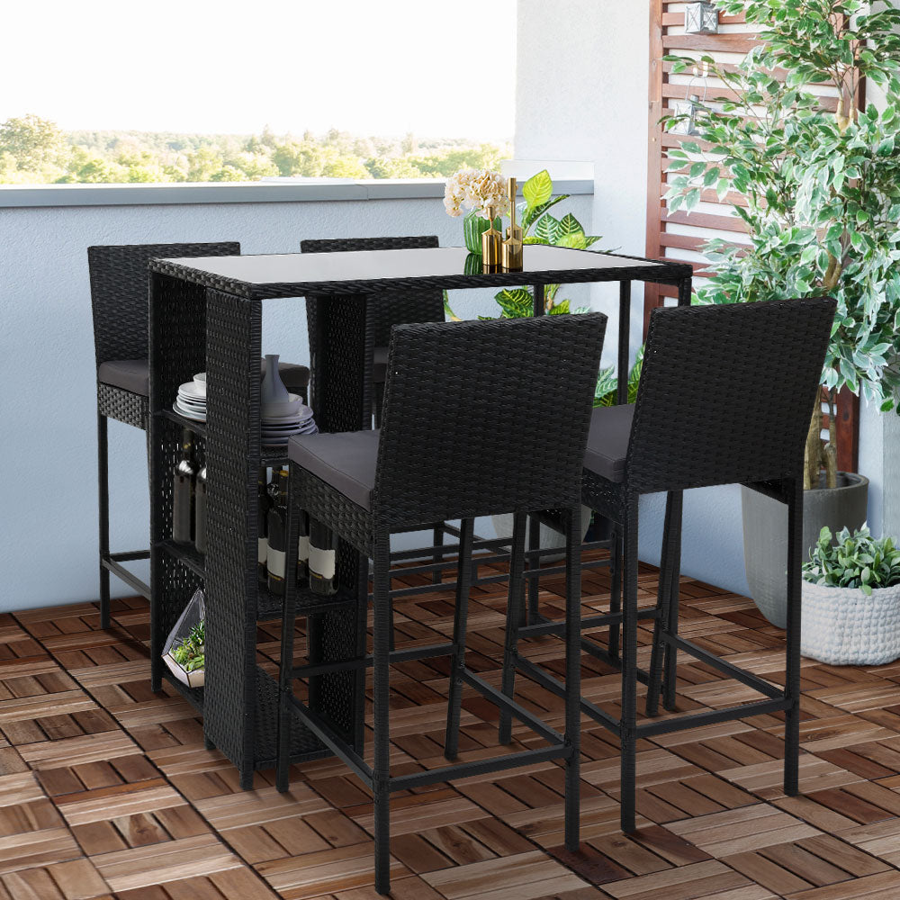 Ingram Wicker Outdoor Bistro Set – Grey