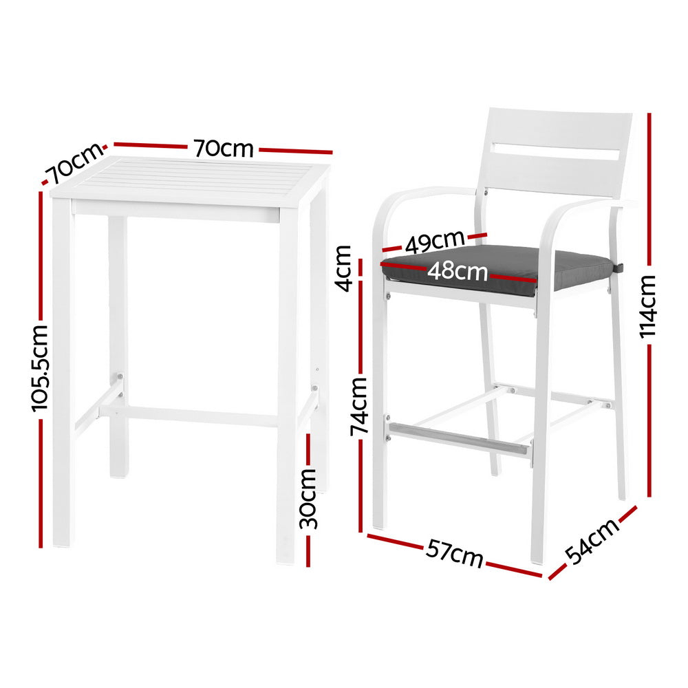Weather-Resistant Outdoor Bistro Set – White