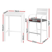 Weather-Resistant Outdoor Bistro Set – White
