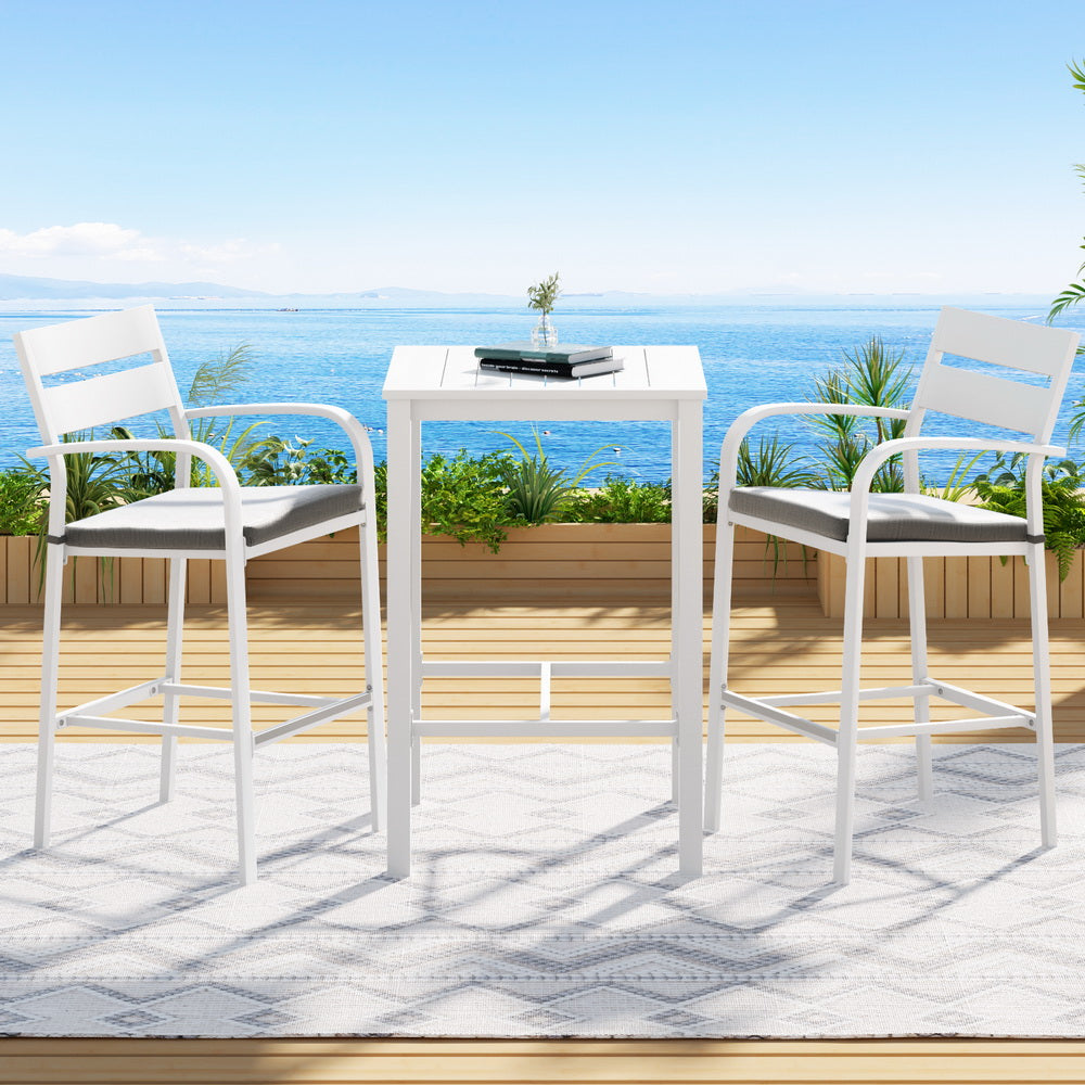 Weather-Resistant Outdoor Bistro Set – White