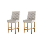 Button Fabric Bar Stool Set of 2 – Beige