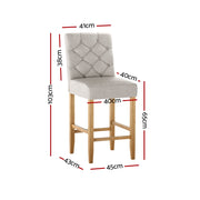 Button Fabric Bar Stool Set of 2 – Beige