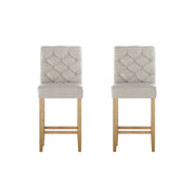 Button Fabric Bar Stool Set of 2 – Beige