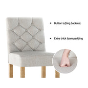 Button Fabric Bar Stool Set of 2 – Beige