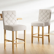 Button Fabric Bar Stool Set of 2 – Beige
