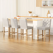 Button Fabric Counter Stool Set of 4 – Beige — image 1