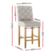 Button Fabric Counter Stool Set of 4 – Beige — image 2