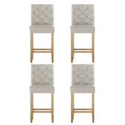 Button Fabric Counter Stool Set of 4 – Beige — image 3