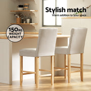 Button Fabric Counter Stool Set of 4 – Beige — image 4
