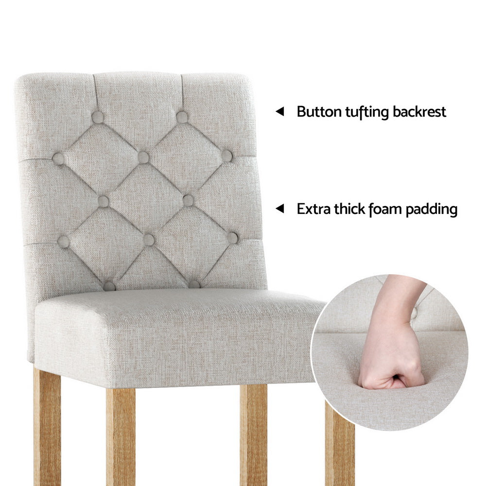 Button Fabric Counter Stool Set of 4 – Beige — image 5