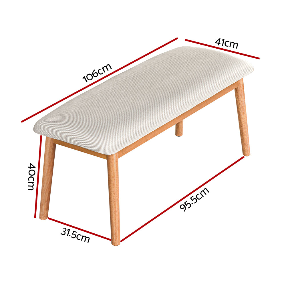 Leighton Fabric Dining Bench – Beige