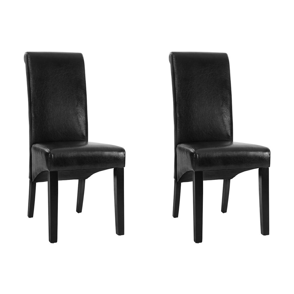 Oakley PU Leather Dining Chair Set of 2 – Black