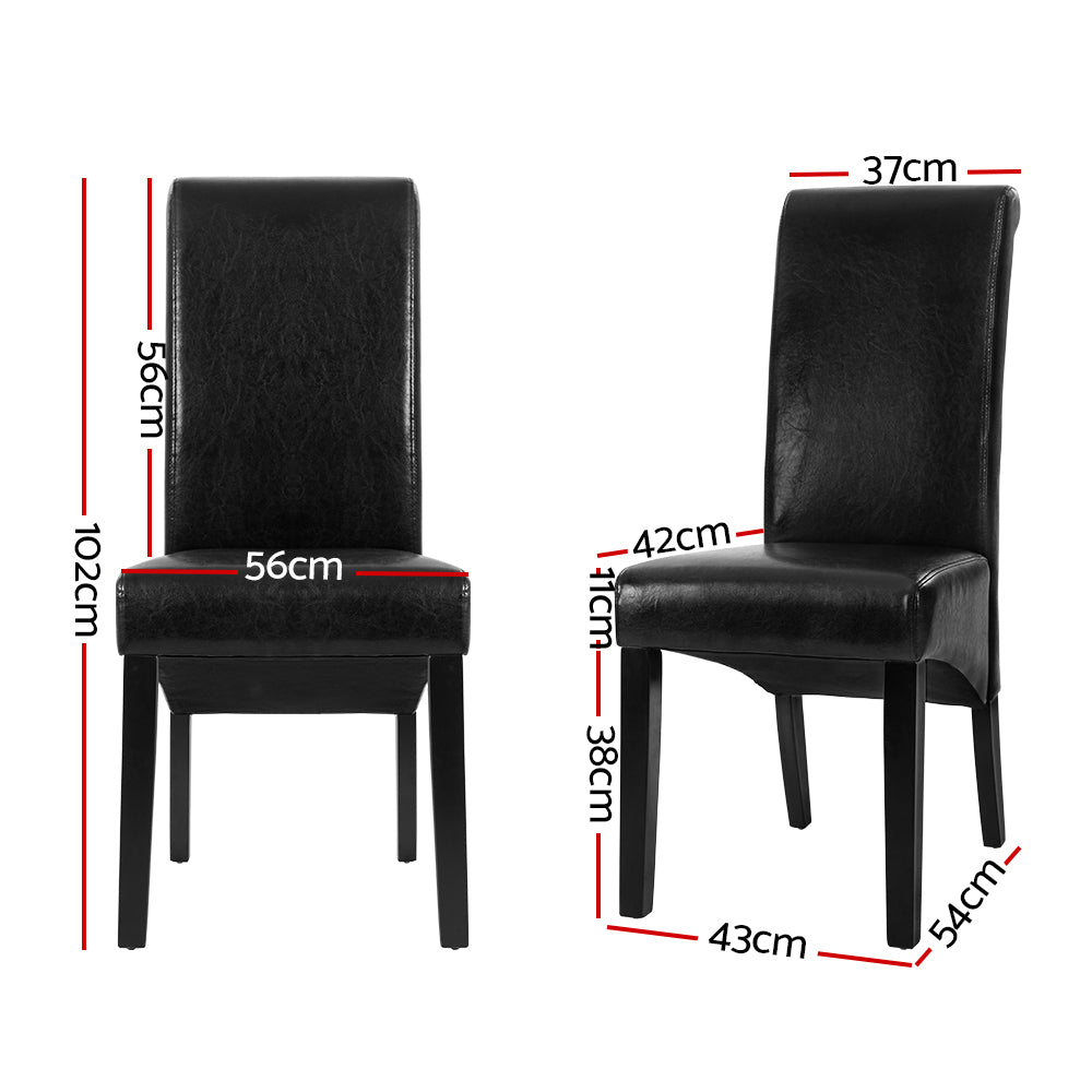 Oakley PU Leather Dining Chair Set of 2 – Black