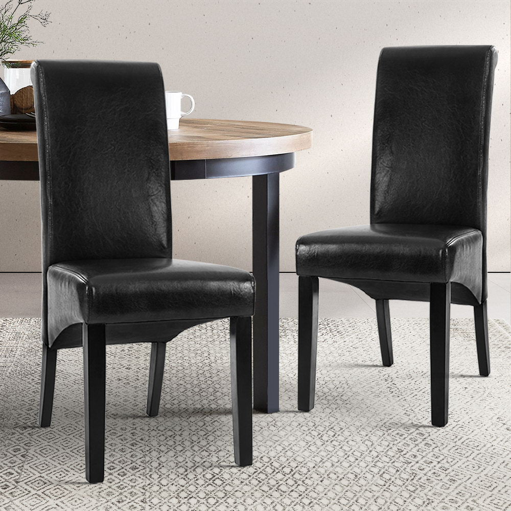 Oakley PU Leather Dining Chair Set of 2 – Black