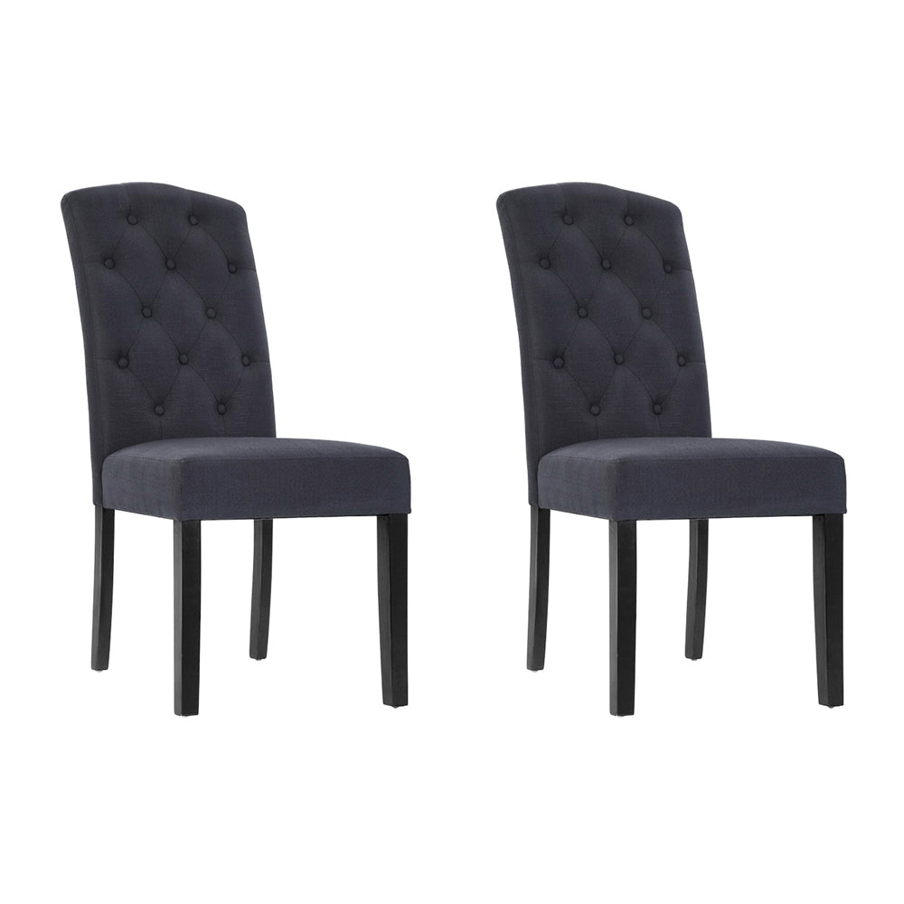Olsen Fabric Dining Chair Set of 2 – Dark Grey