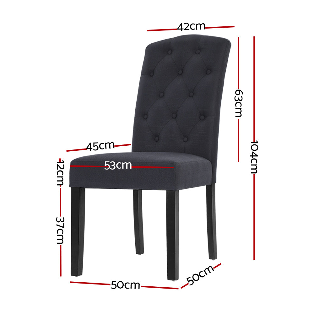 Olsen Fabric Dining Chair Set of 2 – Dark Grey