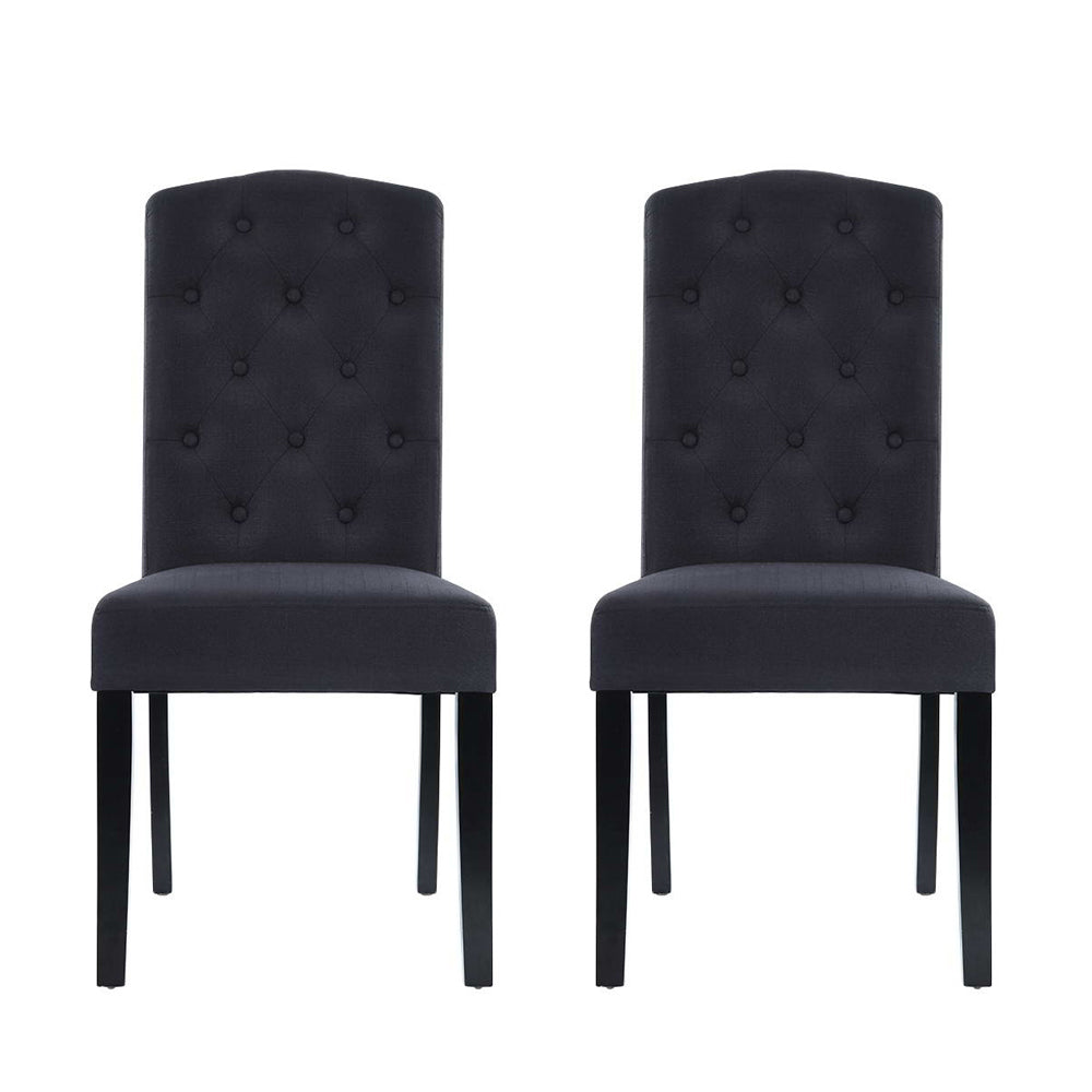 Olsen Fabric Dining Chair Set of 2 – Dark Grey