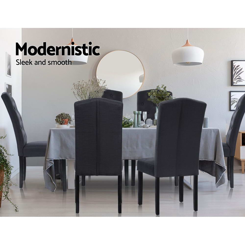 Olsen Fabric Dining Chair Set of 2 – Dark Grey