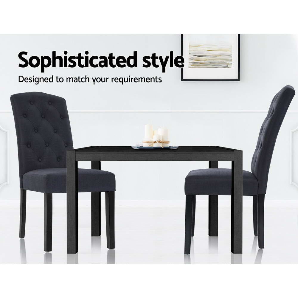 Olsen Fabric Dining Chair Set of 2 – Dark Grey