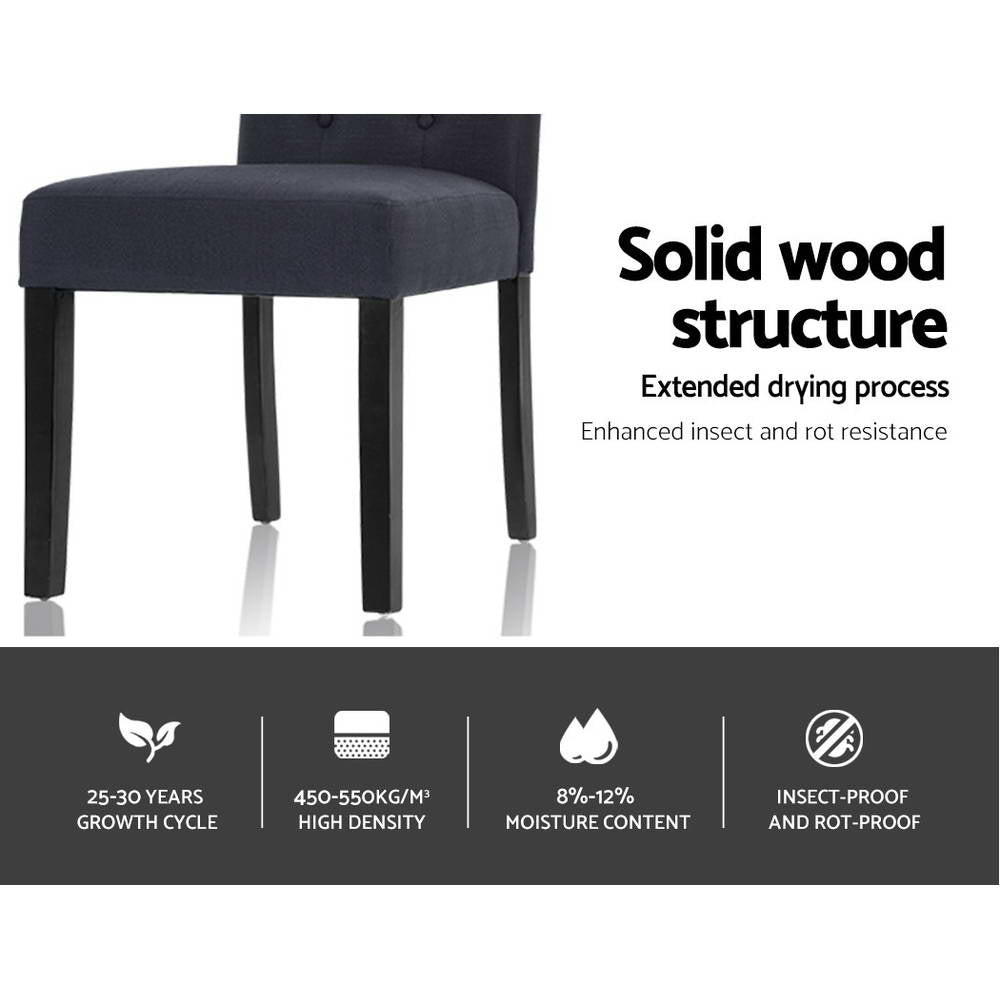 Olsen Fabric Dining Chair Set of 2 – Dark Grey