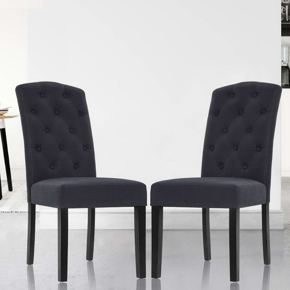 Olsen Fabric Dining Chair Set of 2 – Dark Grey