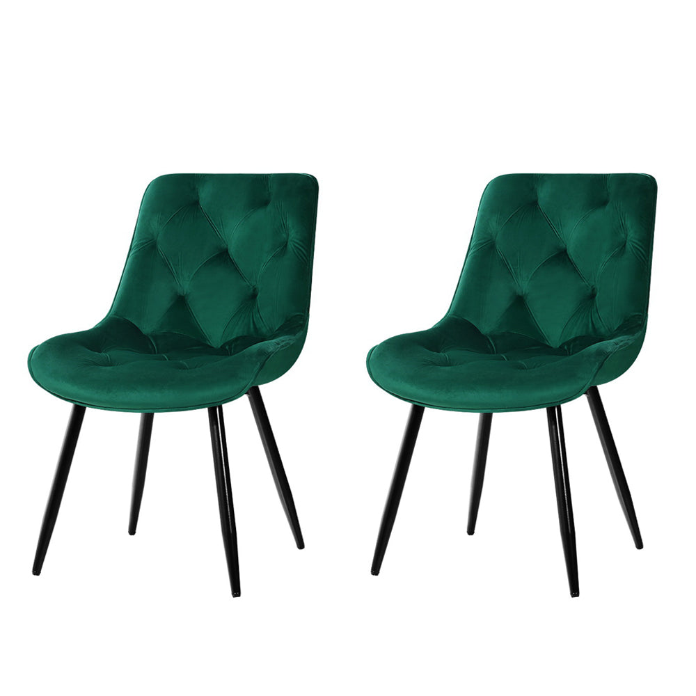 Salem Velvet Dining Chair Set of 2 – Green