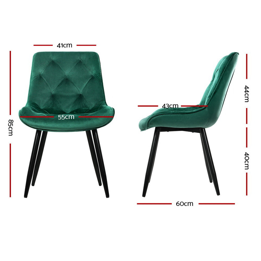 Salem Velvet Dining Chair Set of 2 – Green