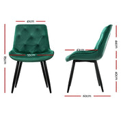 Salem Velvet Dining Chair Set of 2 – Green