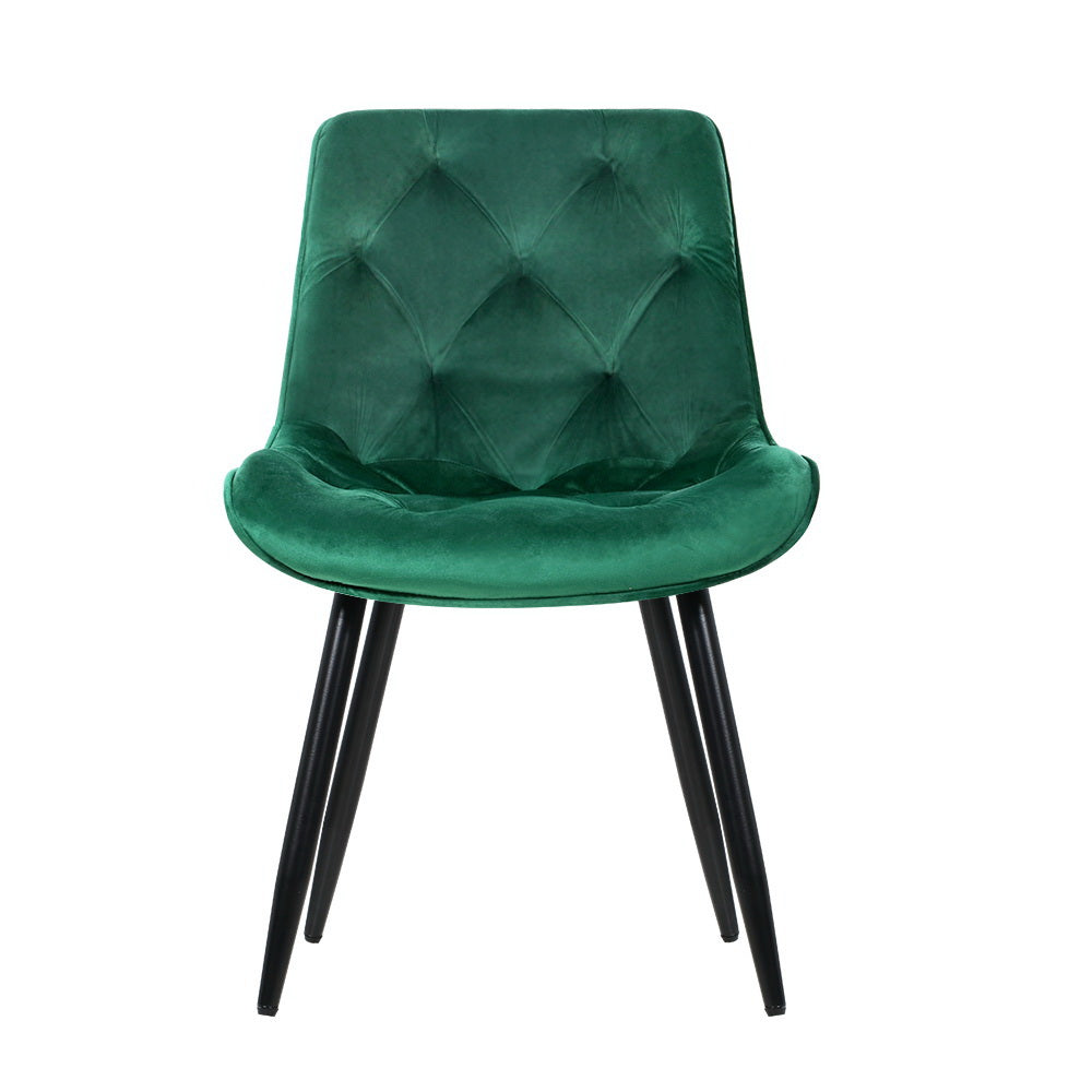 Salem Velvet Dining Chair Set of 2 – Green