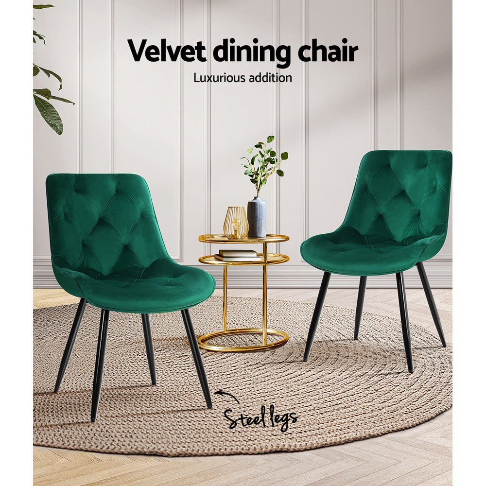 Salem Velvet Dining Chair Set of 2 – Green