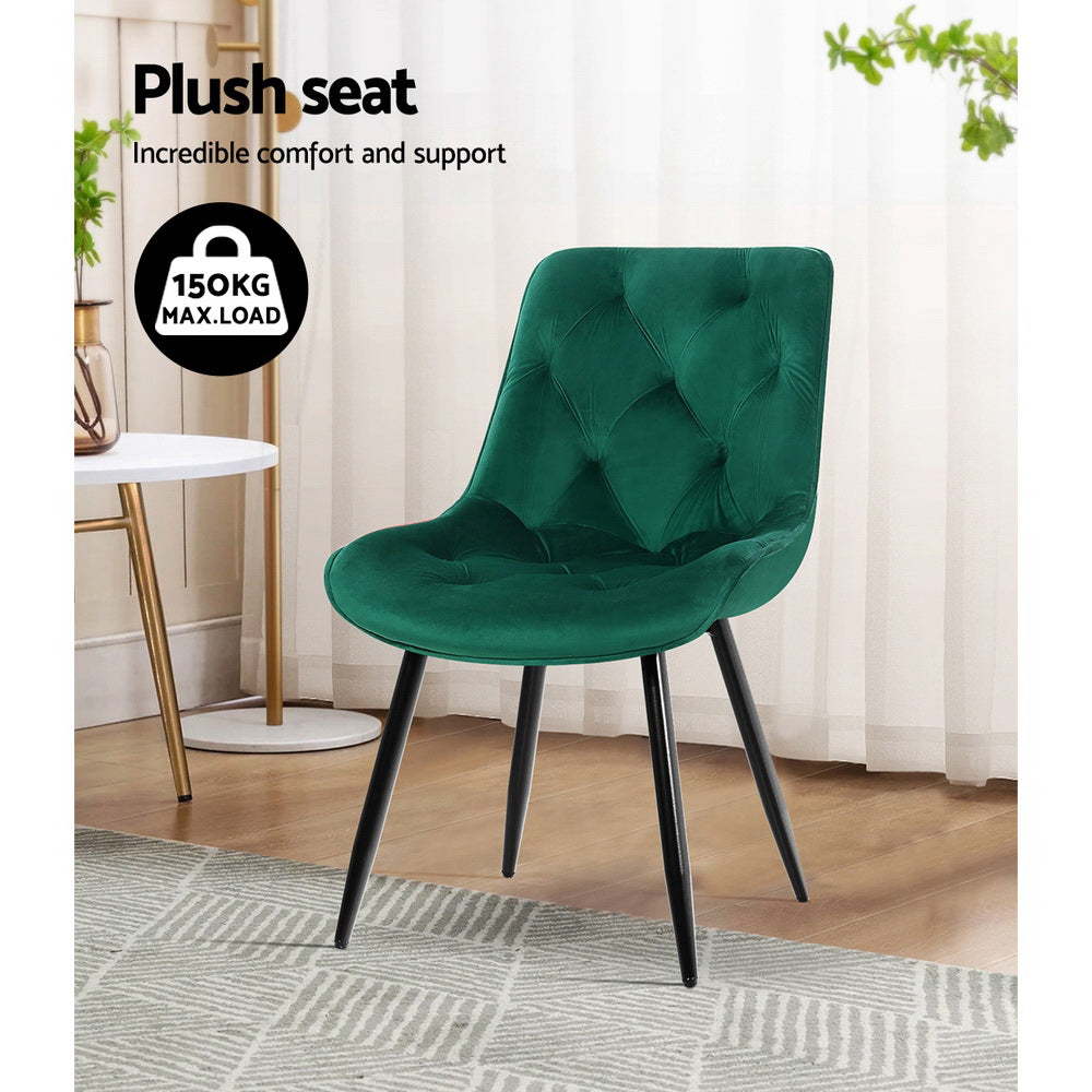 Salem Velvet Dining Chair Set of 2 – Green
