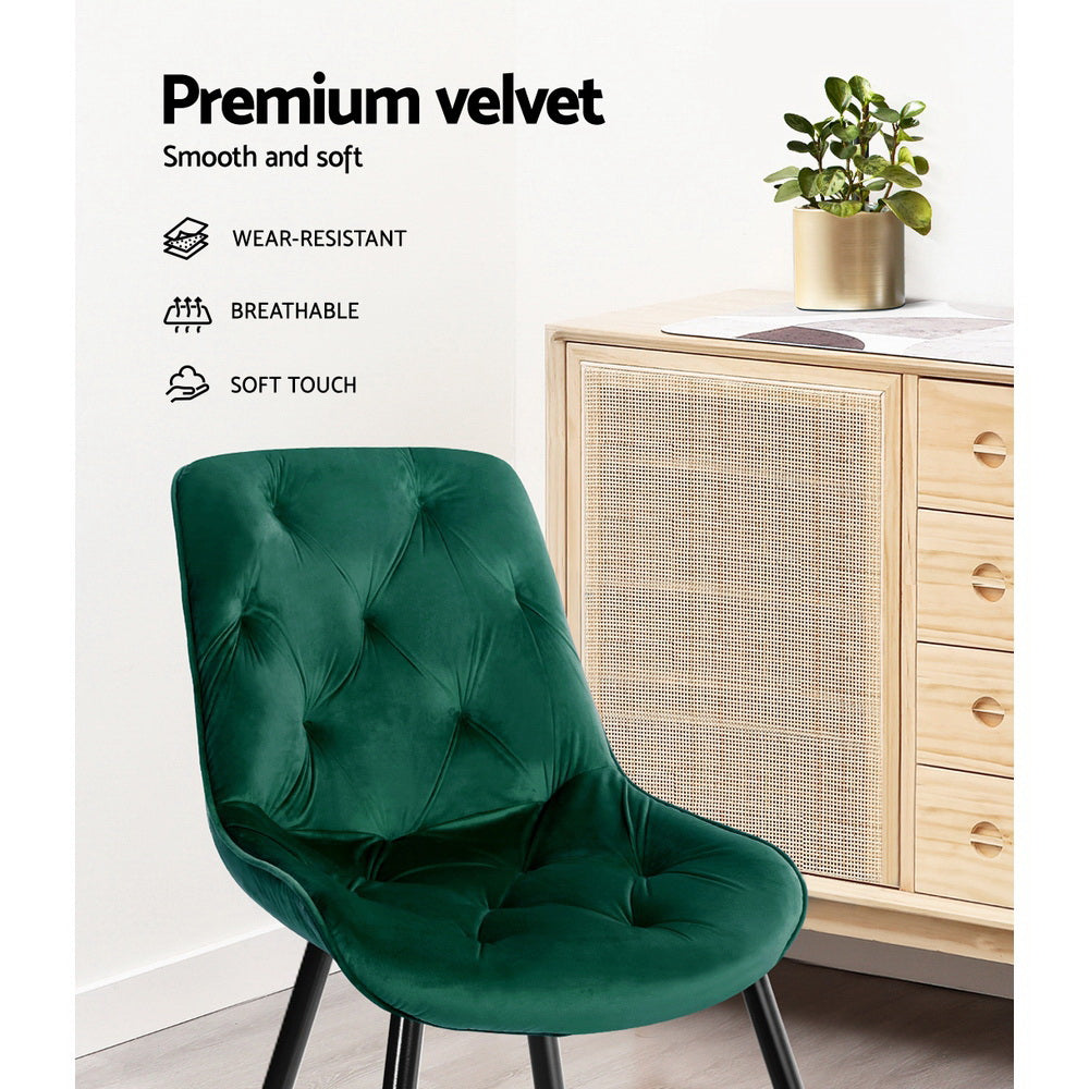 Salem Velvet Dining Chair Set of 2 – Green