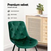 Salem Velvet Dining Chair Set of 2 – Green