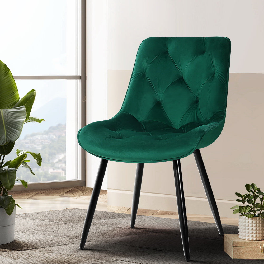 Salem Velvet Dining Chair Set of 2 – Green