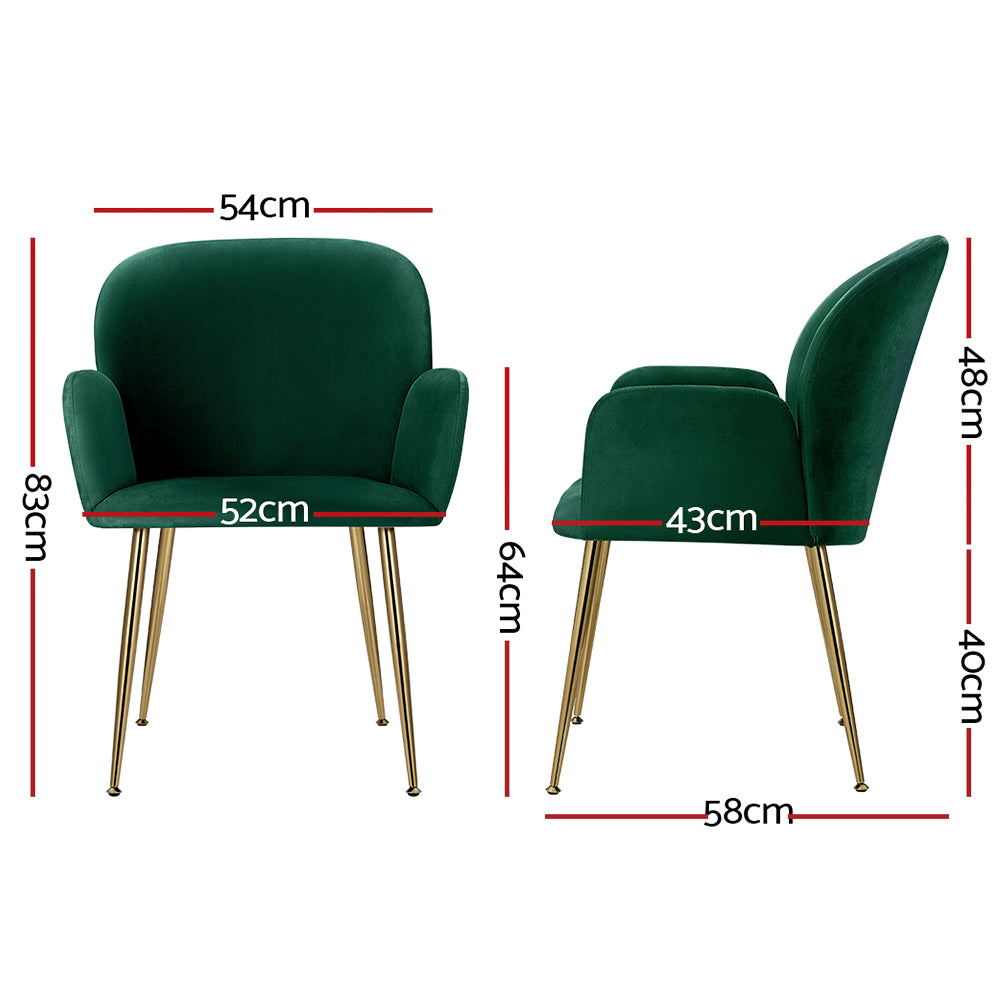 Ridley Velvet Dining Chair Set of 2 – Green