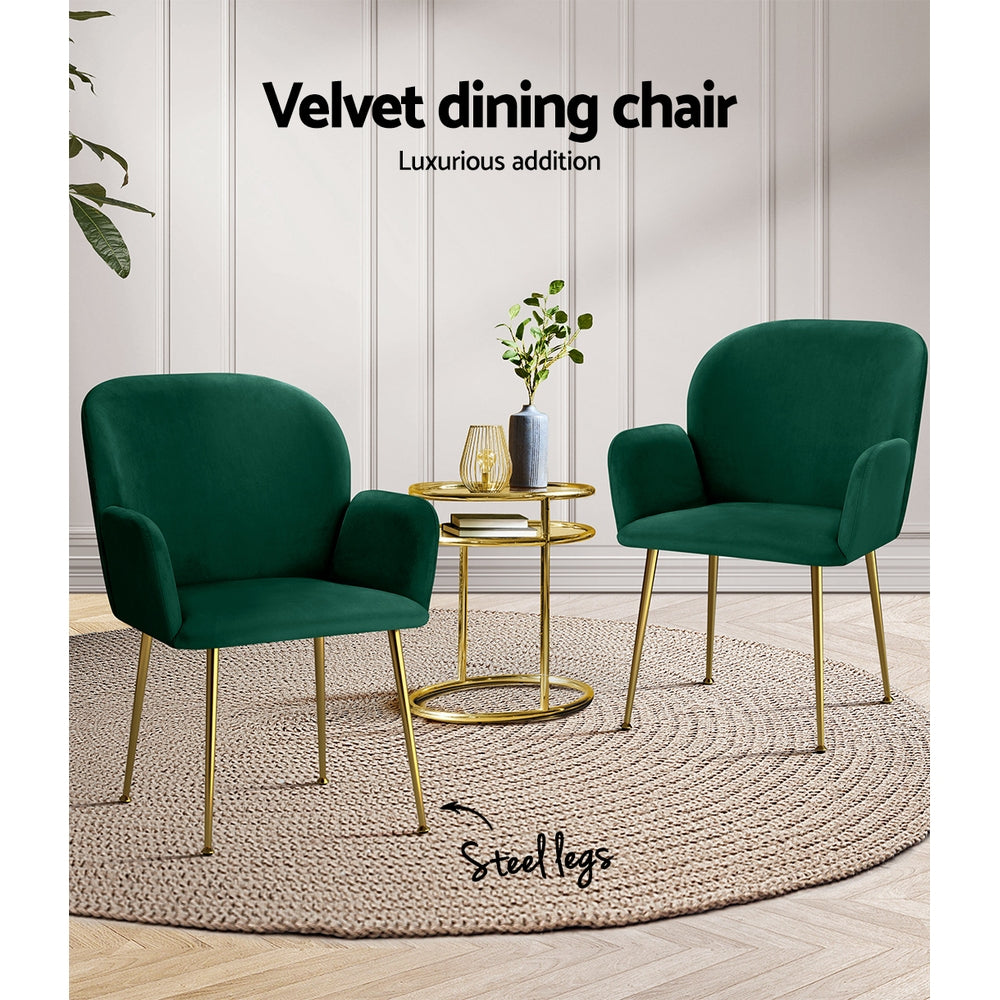 Ridley Velvet Dining Chair Set of 2 – Green