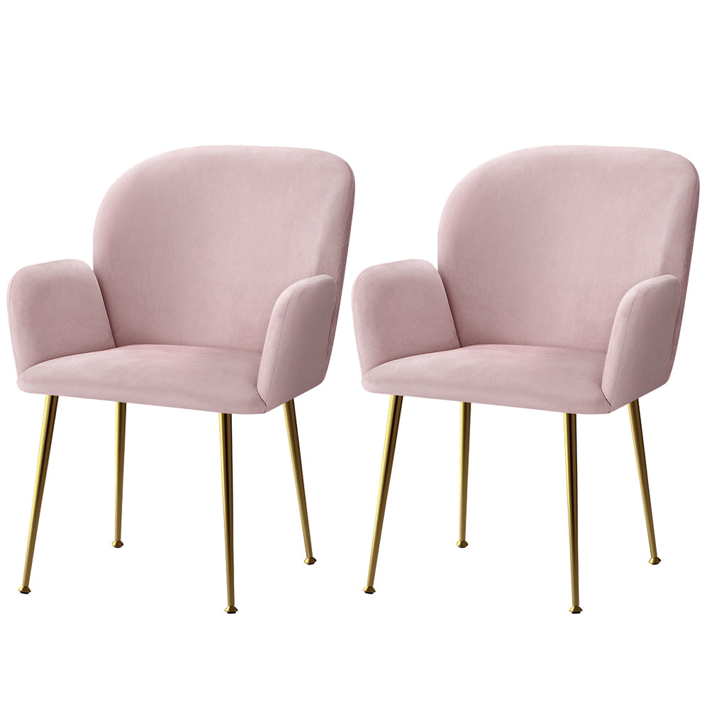 Ridley Velvet Dining Chair Set of 2 – Pink