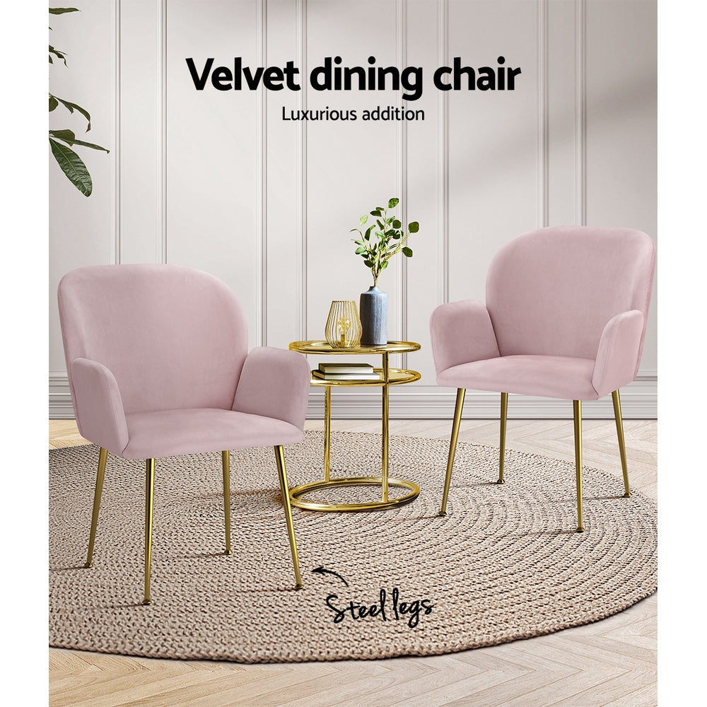 Ridley Velvet Dining Chair Set of 2 – Pink