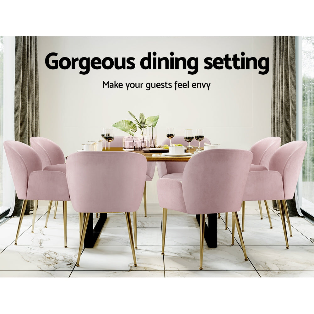 Ridley Velvet Dining Chair Set of 2 – Pink