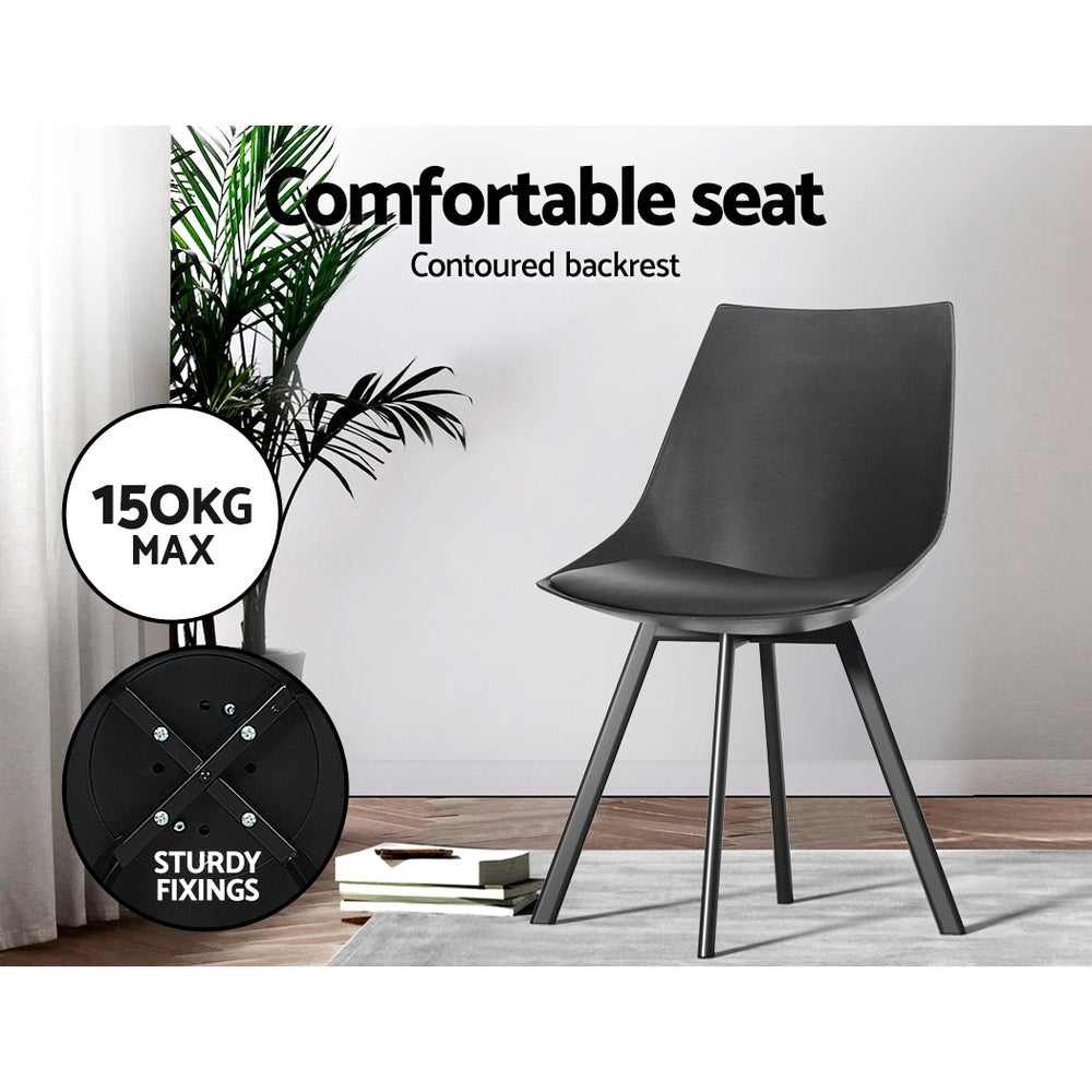Shiloh PU Leather Dining Chair Set of 2 – Black
