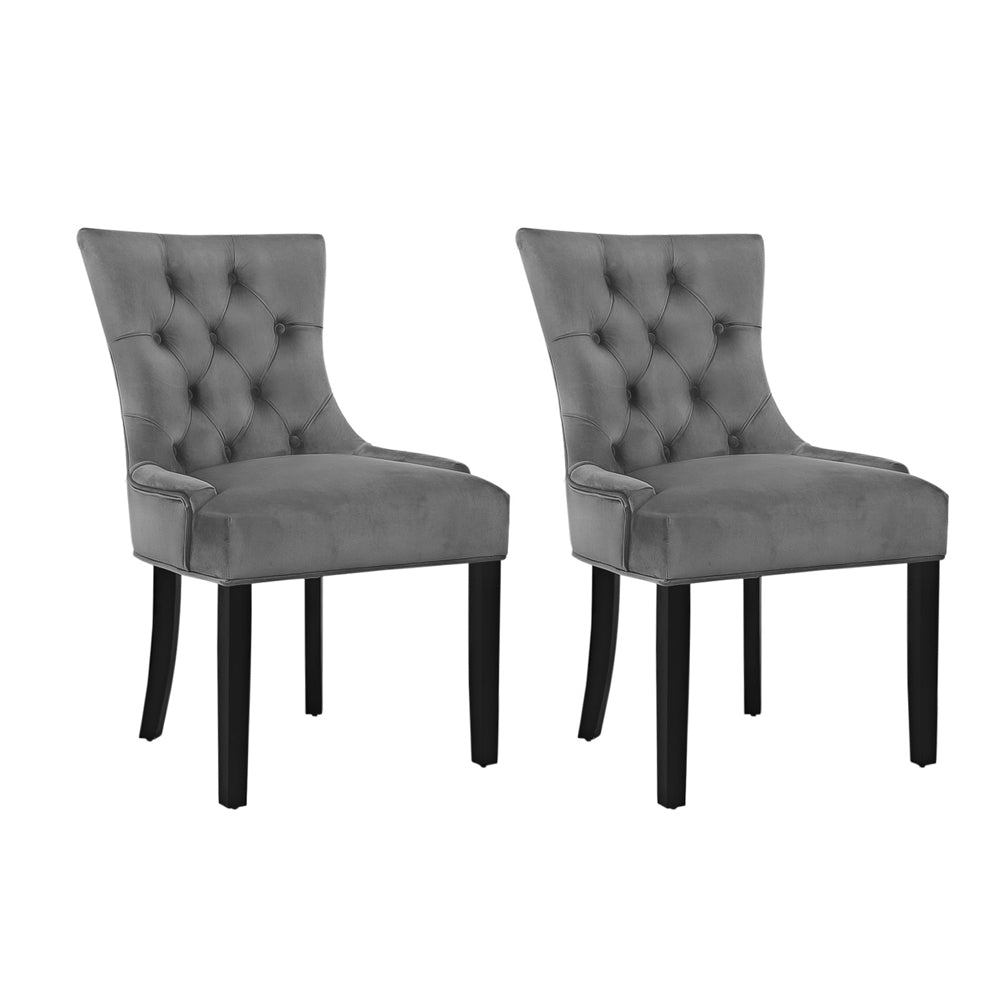 Nevada Velvet Dining Chair Set of 2 – Grey