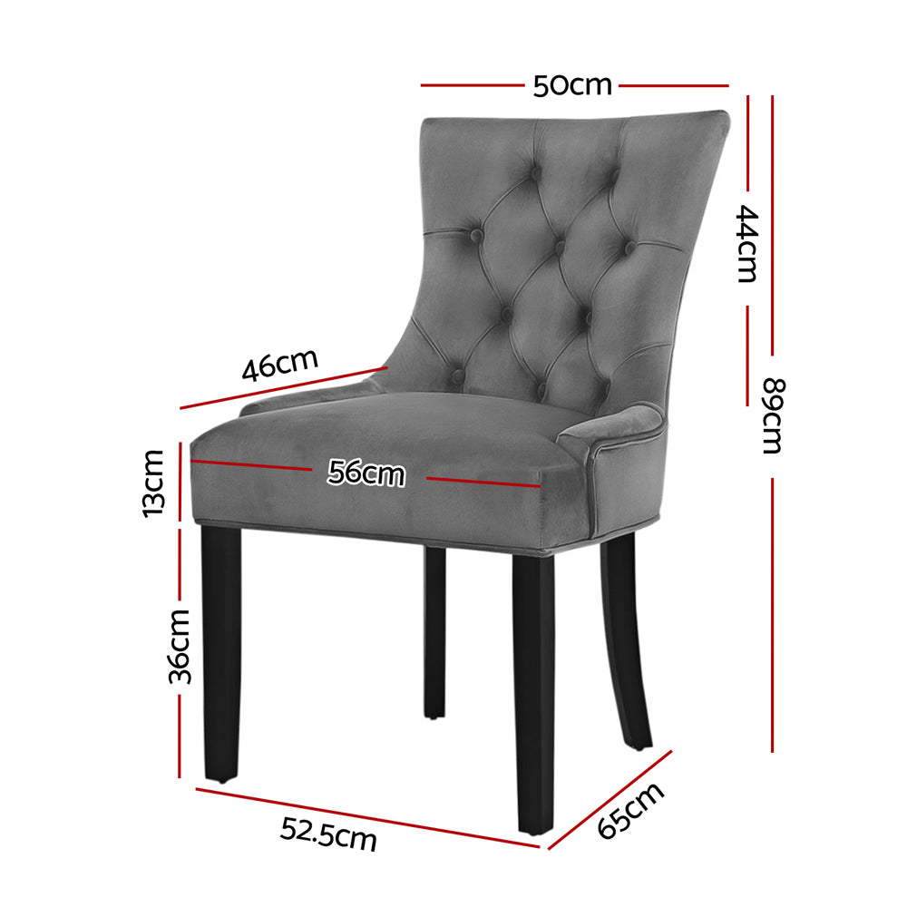 Nevada Velvet Dining Chair Set of 2 – Grey