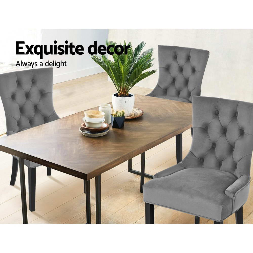 Nevada Velvet Dining Chair Set of 2 – Grey