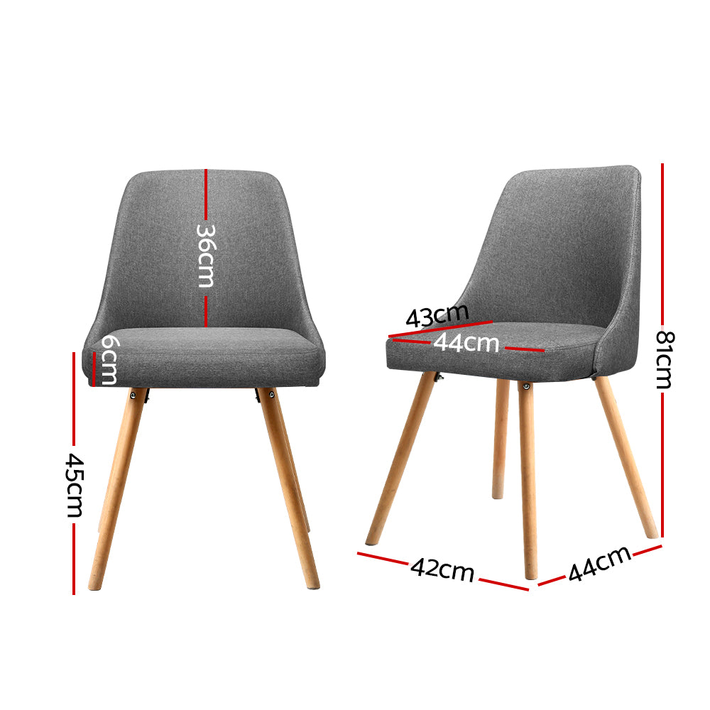 Morrison Fabric Dining Chair Set of 2 – Grey