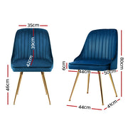 Merritt Velvet Dining Chair Set of 2 – Blue