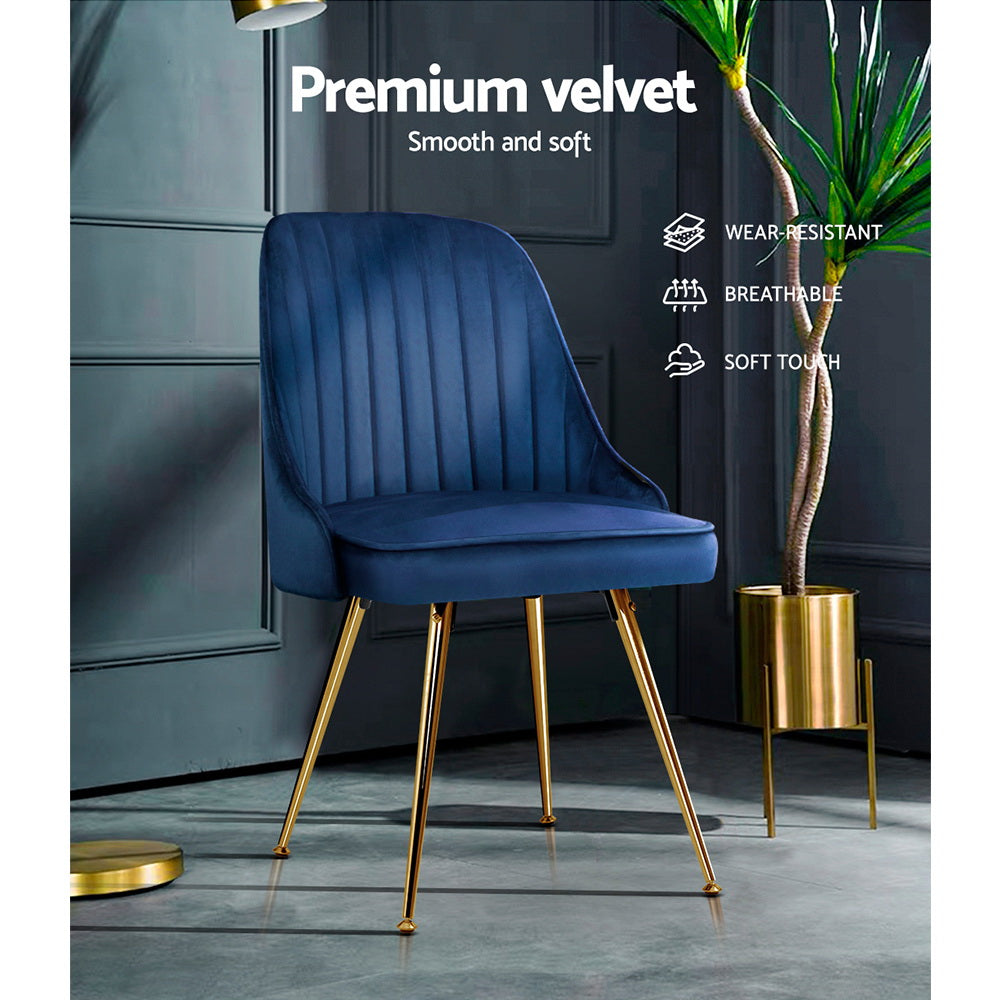 Merritt Velvet Dining Chair Set of 2 – Blue